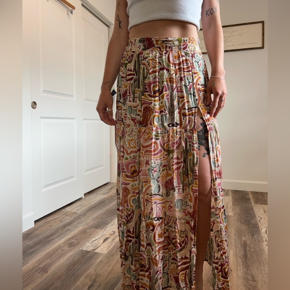 Angie Western Maxi Skirt with Slit